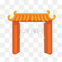 橙色敞开的大门插画