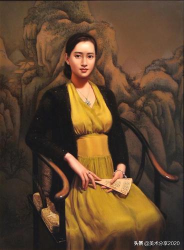 写实油画美女作品,大师所画,端庄典雅,十分诱人