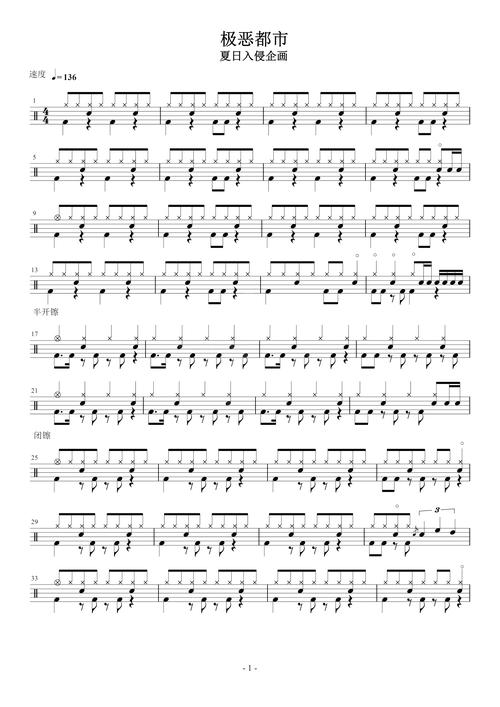 《极恶都市》 夏日入侵企划 & 高清架子鼓谱完整版
