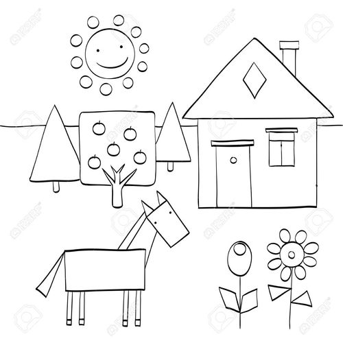 形状画画范例二.画完可以涂颜色,注意不要涂到线外面.