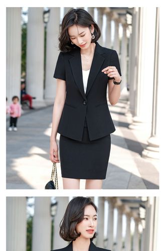 (夏季新品)高档白领职业装女装套裙套装女薄款短袖西装工作服学生面试