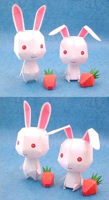 纸模型q版兔子★手工diy立体3d动物,造型可爱制作简单
