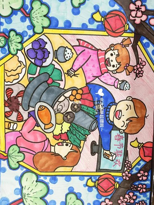 幼师儿童画—我们一起看春晚_春晚_幼师_儿童画_兴趣爱好_绘画