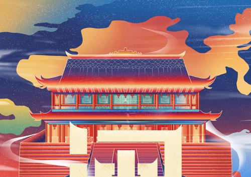 闽建筑特色插画设计
