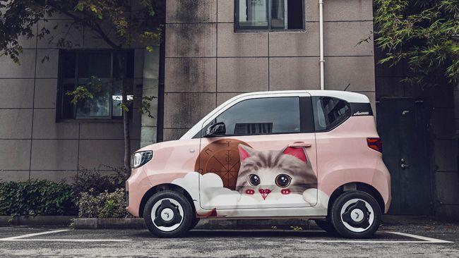 苏州无二汽车贴膜丨五菱宏光mini贴樱花粉