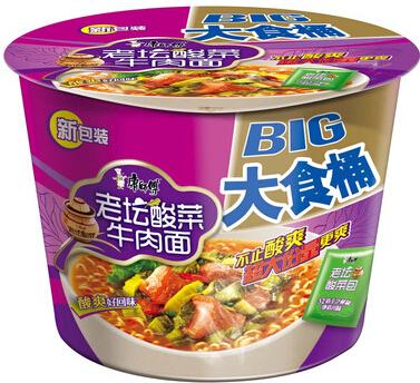 康师傅大食桶老坛酸菜牛肉面159g/桶