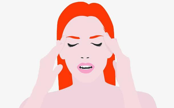 头疼紧闭双眼按头的痛苦表情