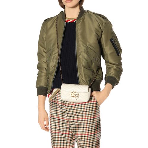 gucci古驰18秋冬新款ggmarmont新款女士迷你白色链条单肩包