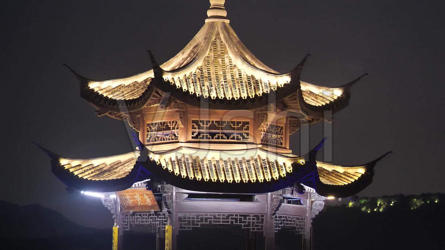 杭州西湖集贤亭夜景视频素材_1920x1080_高清视频素材下载(编号
