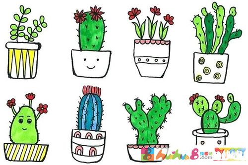 盆栽植物手绘简笔画图片大全怎么画简笔画教程_绘画吧