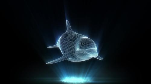 全息投影3d海豚网格循环视频_3840x2160_高清视频素材