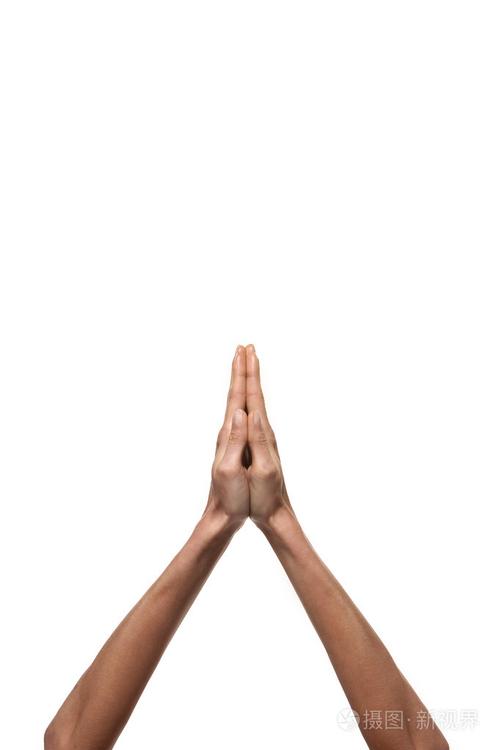 祈祷孤立在白色的手