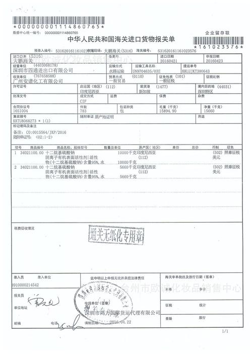 进口货物报关单-1