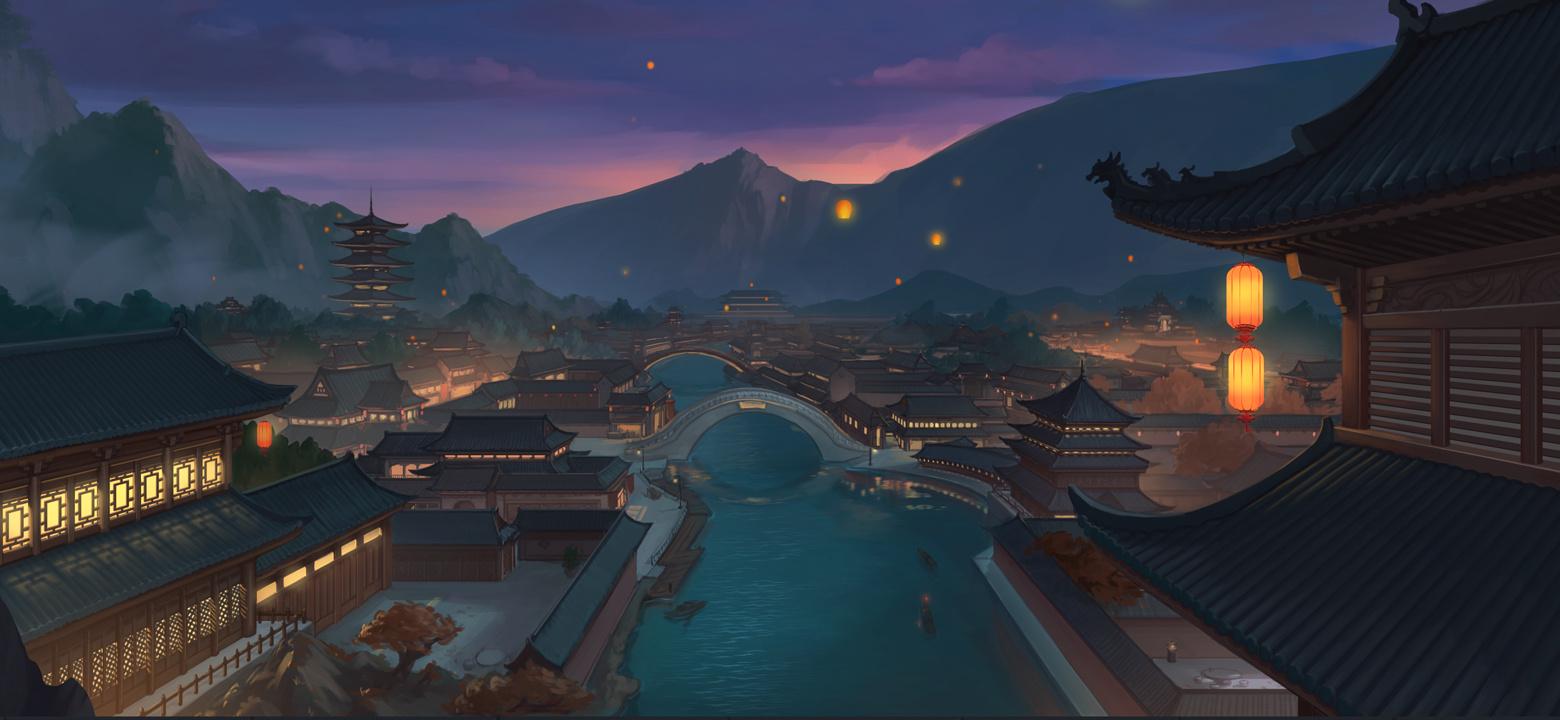 古风夜景|插画|游戏原画|wint大脑袋 - 原创作品 - 站酷 (zcool)