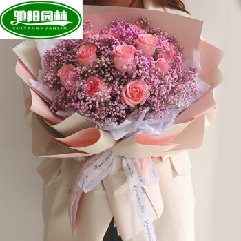 南京粉玫瑰绣球混搭花束鲜花速递同城玄武秦淮鼓楼浦口生日配送花满天