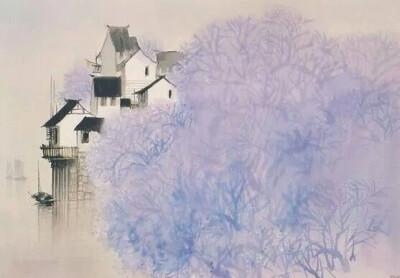 朦胧水乡,氤氲江南 水墨画 风景 插画 意境 唯美 古风