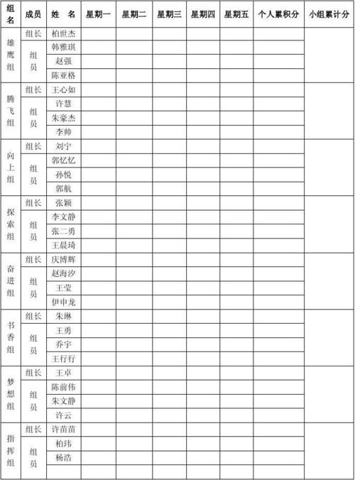 合作学习小组评价表