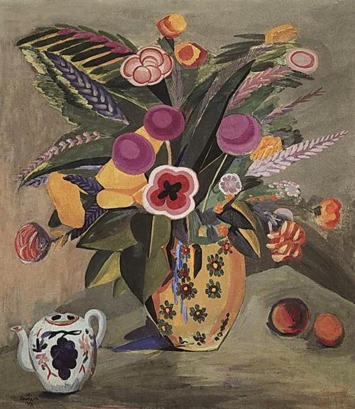 "东方花", 蛋彩画 通过 martiros saryan (1880-1972, russia)