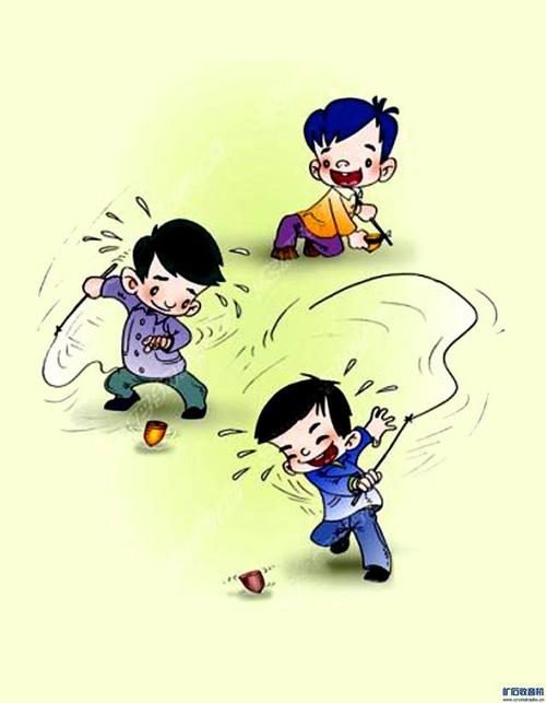 儿时玩的抽陀螺   长大了,上了学,我们才从教科书中得知陀螺不倒的