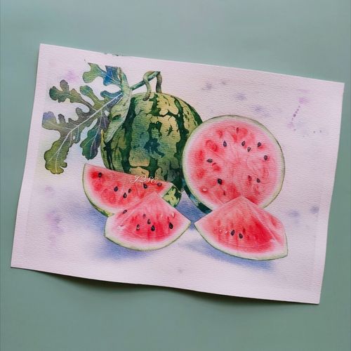 水彩98西瓜【3】_水彩_泉州攻略_水彩画_夏天去哪玩
