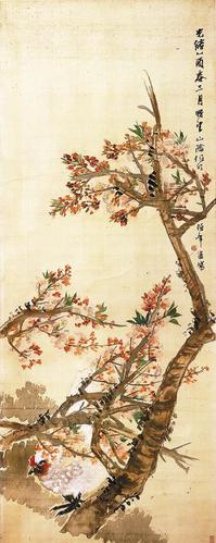 展轴细细看《桃树白鸡图》