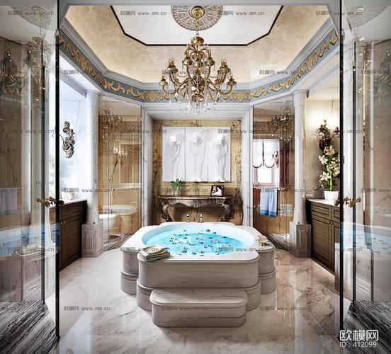 欧式豪华浴室卫生间3d模型