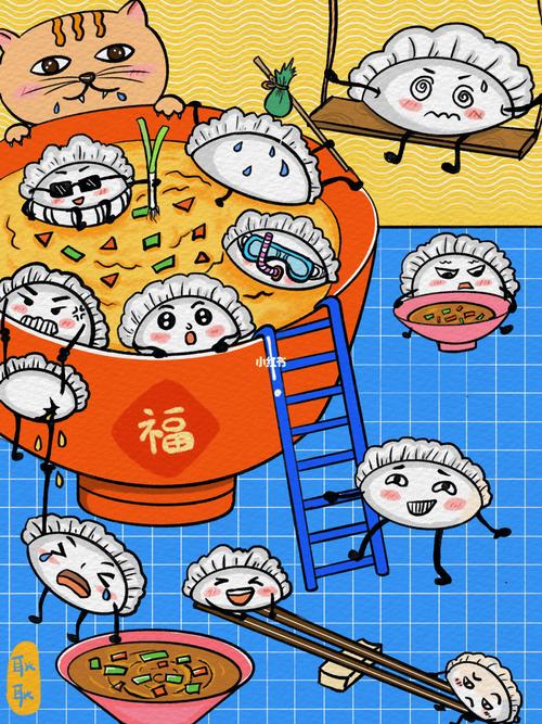 创意儿童画原创|冬至吃饺子09_饺子_儿童画_创意美术_绘本_创意美术