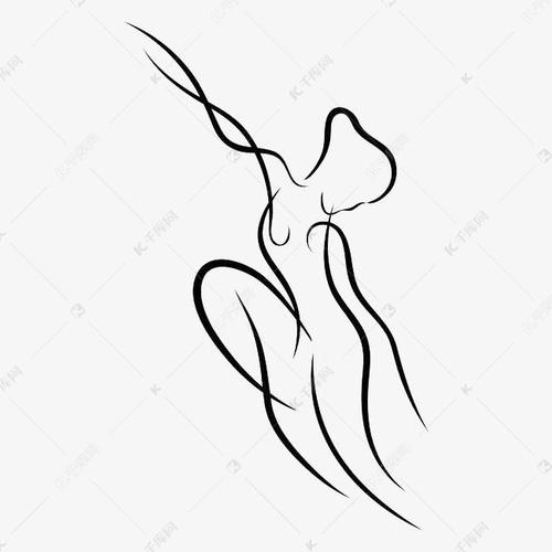 手绘黑色线条芭蕾舞者
