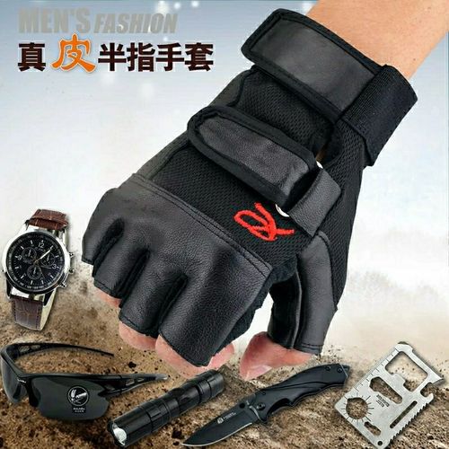 男子户外运动训练手套半指手套通用战术手套防割羊皮