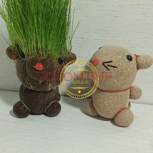 狗尾草长草娃娃创意草头娃娃桌面迷你辐射小盆栽卡通办公室青草种植