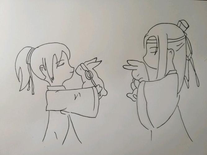 q版陈情令忘羡cp_简笔画_上色_陈情令影评_简笔画教程