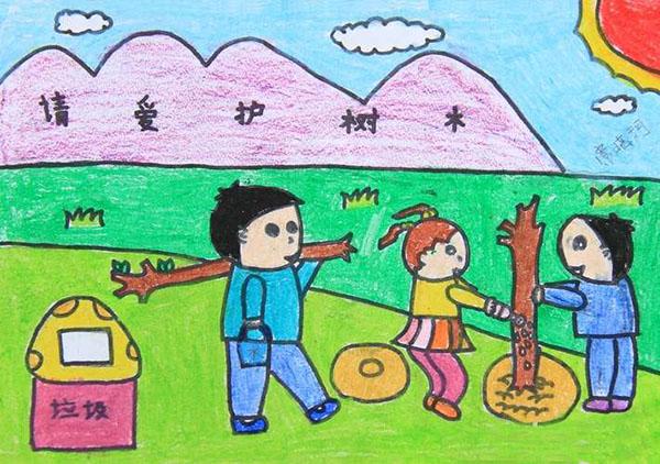 小学生植树节儿童画作品欣赏