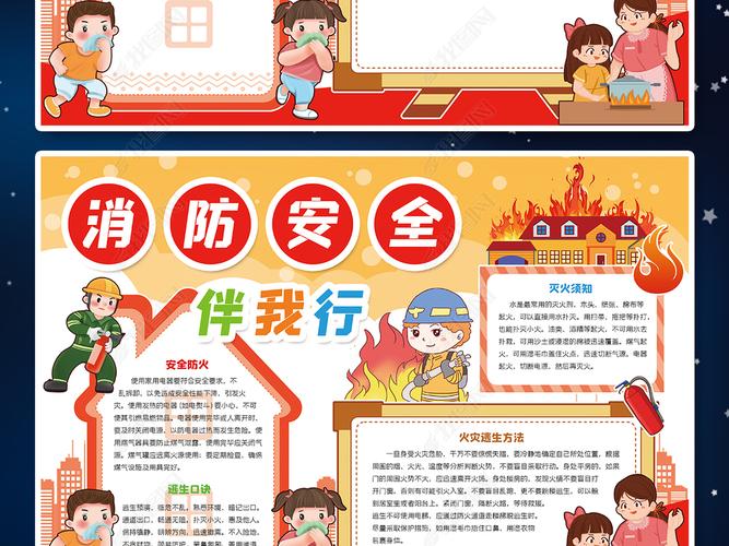 原创消防安全宣传小报手抄报模板