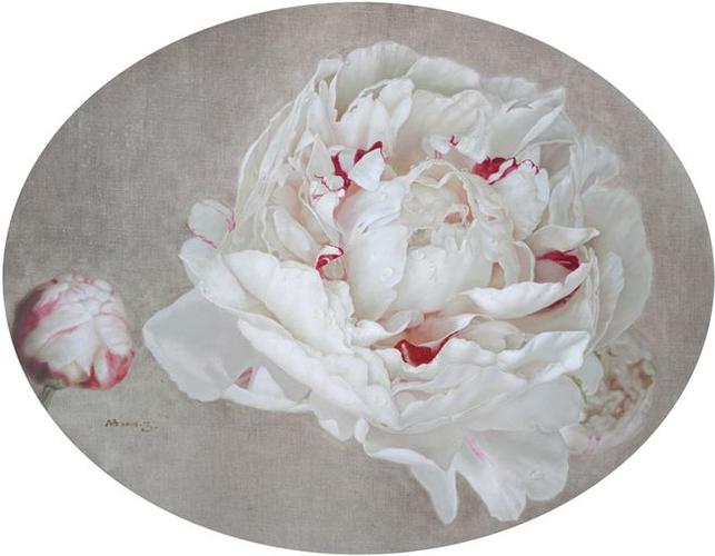 马精虎:《大牡丹》之一,110cm-85cm,布面油彩,水墨