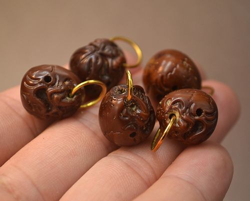 新春工艺招财鼠菩提子雕刻恶灵三通 diy佛珠手串佛头