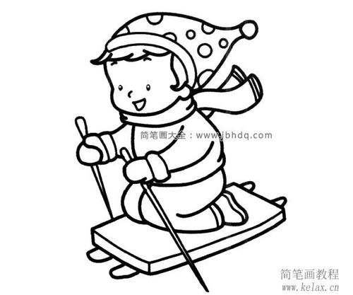 滑雪橇的小男孩