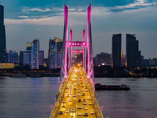 航拍武汉长江二桥夜景