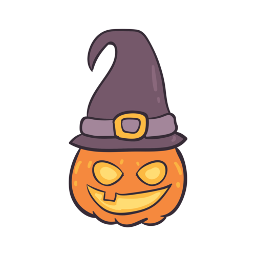 手绘万圣节南瓜巫师装饰图案