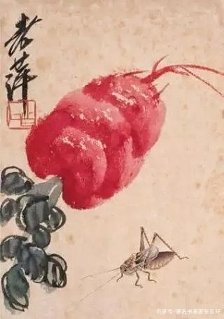 与齐白石大写意花卉形成强烈对比的是他画的工笔昆虫 ,画法极为精细