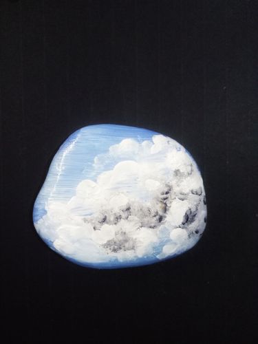 石头画云彩与脚丫