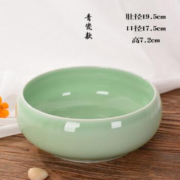 无孔铜钱草水仙花盆水培器皿陶瓷大号水养睡莲碗莲盆缸荷花盆青瓷色