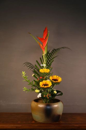 中式插花作品#缸花_插花_奇梅花艺插花培训学校(海淀