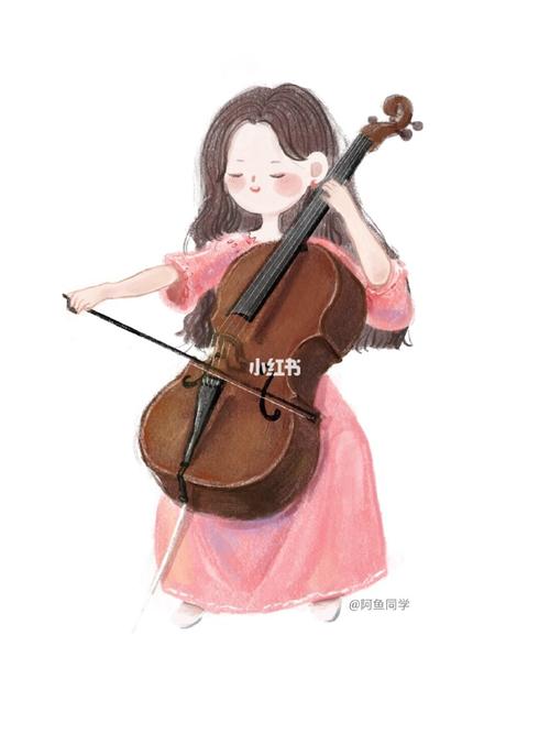 95原创插画【100/4】拉大提琴的女孩_插画_大提琴_ipad_我是原创