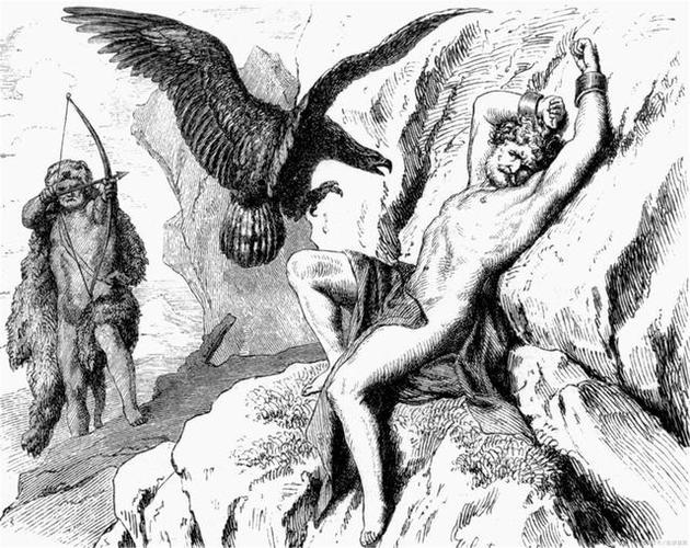 普罗米修斯为了解除人没有火种的困苦,不惜触犯天规,勇敢的盗取天火