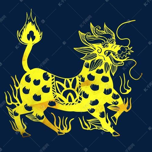 渐变金麒麟剪纸