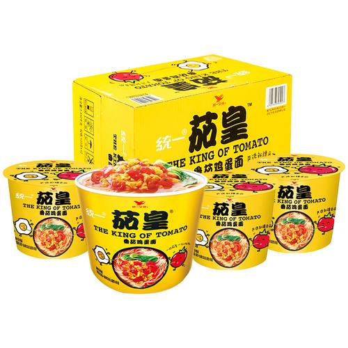 统一新品新疆茄皇番茄鸡蛋12桶整箱速食方便面方便面