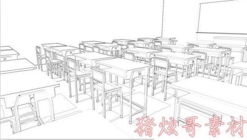 小学教室场景简笔画