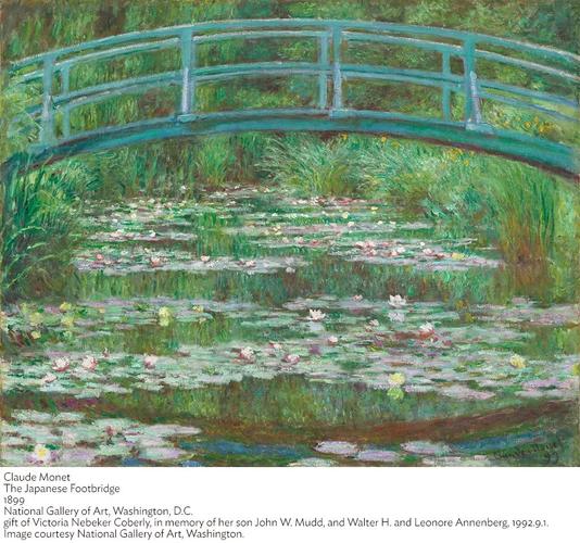 莫奈笔下的日本桥与睡莲池,水陆相接的两种画法