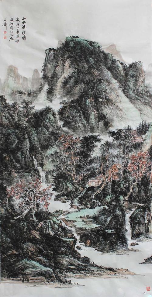 河北任丘王四贝彩墨山水画14幅