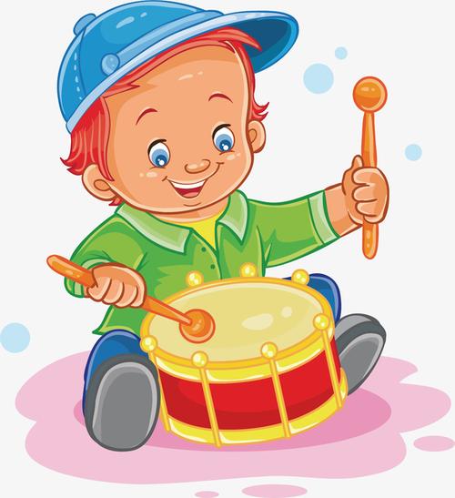 矢量图打鼓的小男孩